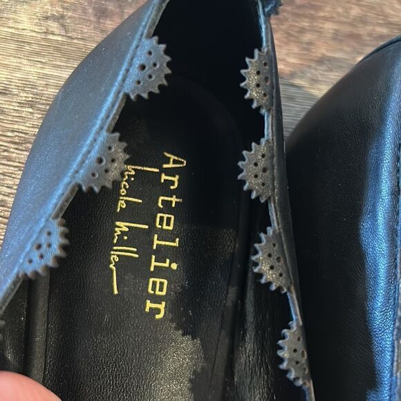 Nicole Miller Artelier black leather Tampa ballerina ballet flats 8 - Picture 4 of 6